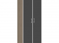 Шкаф высокий широкий (2 высоких фасада стекло лакобель белое/черное в раме)