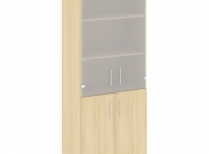Шкаф высокий широкий (2 низких фасада ЛДСП + 2 средних фасада стекло) LT-ST 1.2
