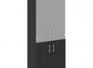 Шкаф высокий широкий (2 низких фасада ЛДСП + 2 средних фасада стекло) LT-ST 1.2