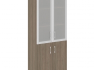 Шкаф высокий широкий (2 низких фасада ЛДСП + 2 средних фасада стекло в раме) LT-ST 1.2R