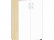 Шкаф средний широкий (2 средних фасада стекло лакобель белое/черное в раме) LT.ST-2.4 R W/B