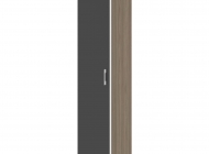 Шкаф высокий узкий правый/левый (1 высокий фасад стекло лакобель белое/черное в раме)