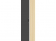 Шкаф высокий узкий правый/левый (1 высокий фасад стекло лакобель белое/черное в раме)