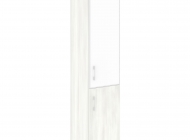 Шкаф высокий узкий правый/левый (1 низкий фасад ЛДСП + 1 средний фасад стекло лакобель белый/черный в раме)