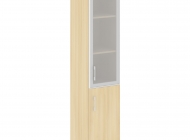 Шкаф высокий узкий лев/прав (1 низкий фасад ЛДСП + 1 средний фасад стекло в раме) LT-SU 1.2R