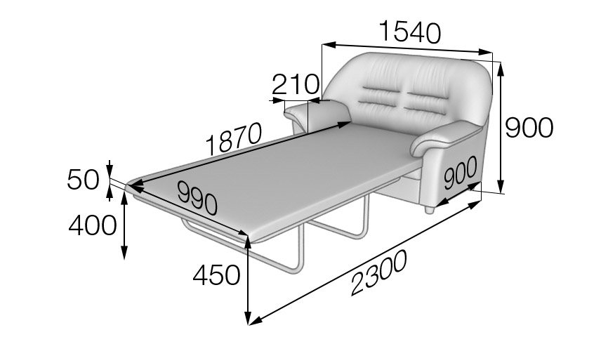 Диван двухместный раскладной Премьер P2-r