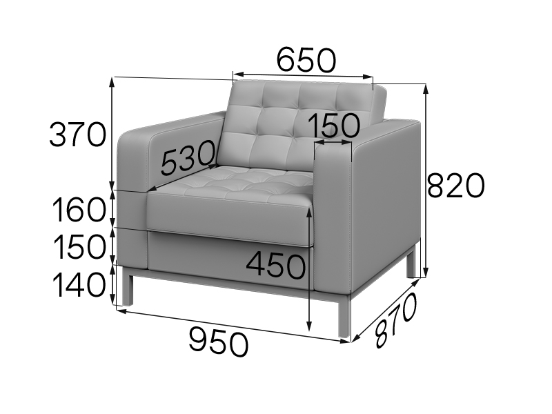 Кресло на металлокаркасе Космо Kos1-2-mk