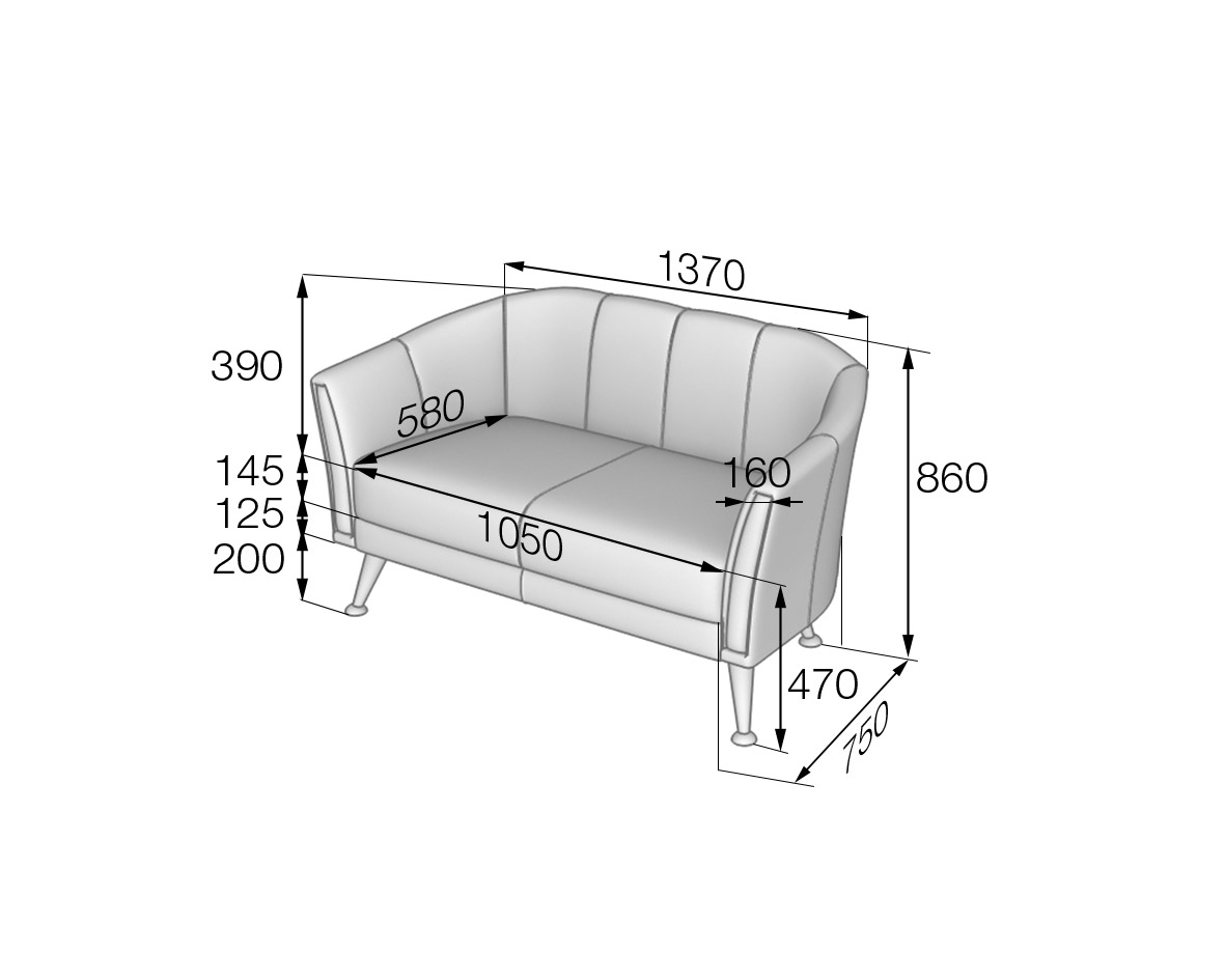 Диван двухместный Зара Z2