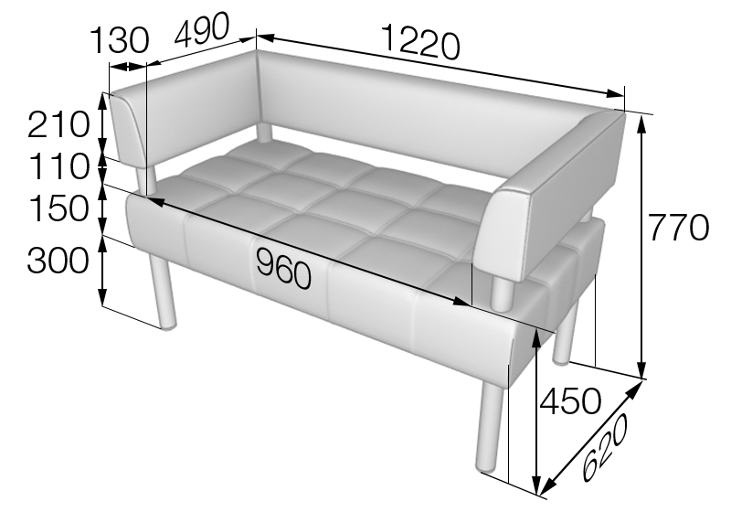 Диван двухместный Бизнес Bu2-2
