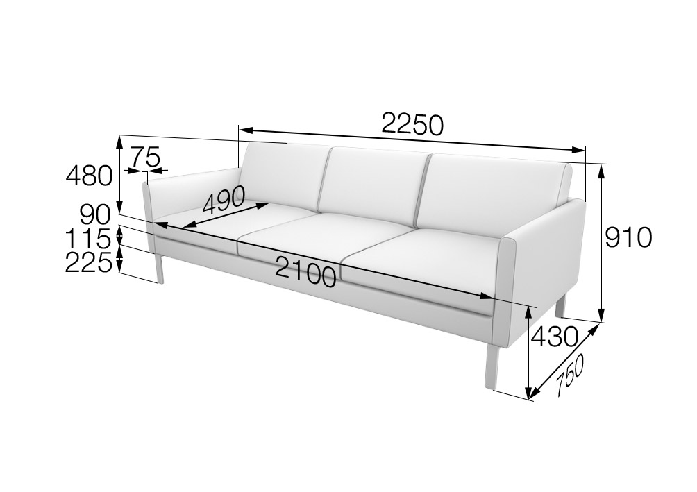 Диван трехместный Олли OL3