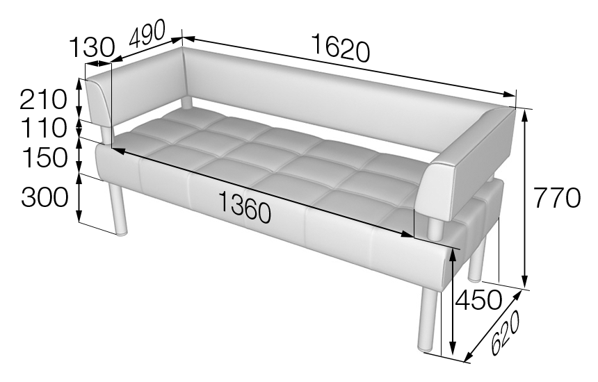 Диван трехместный Бизнес Bu3-2