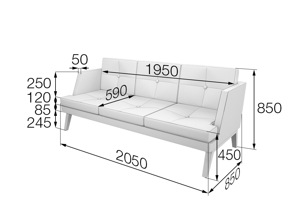 Диван трехместный Беверли Bev3-2