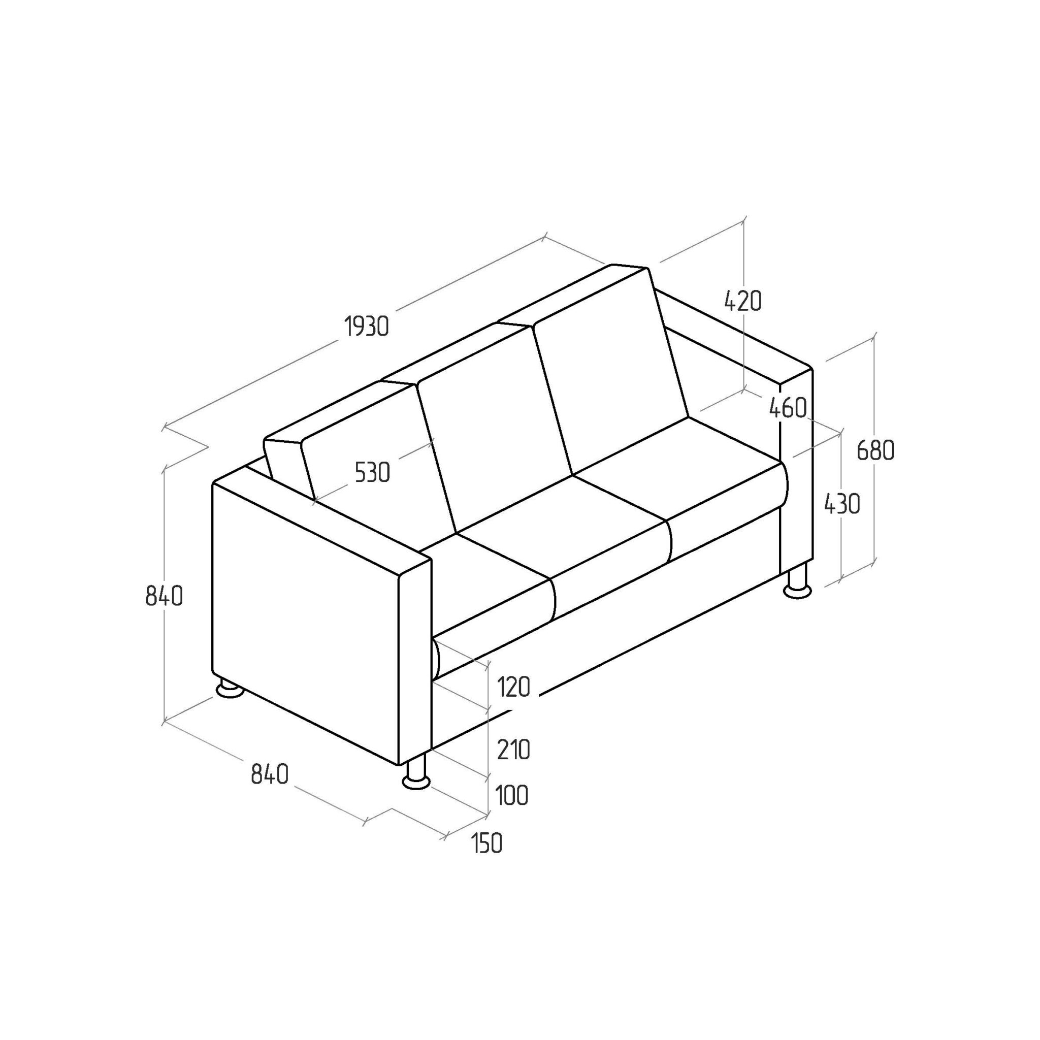 Диван трехместный Felix EV-FL.03