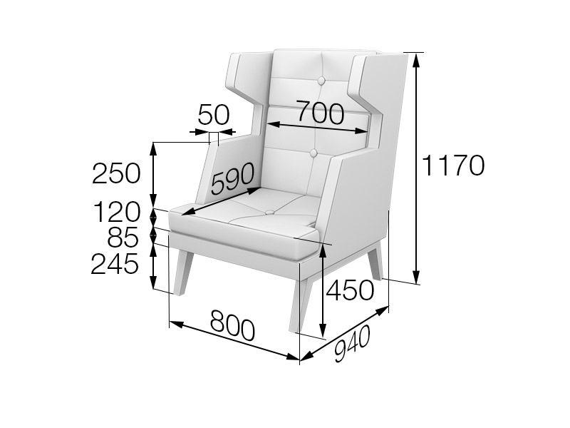 Кресло высокое Беверли Bev1H
