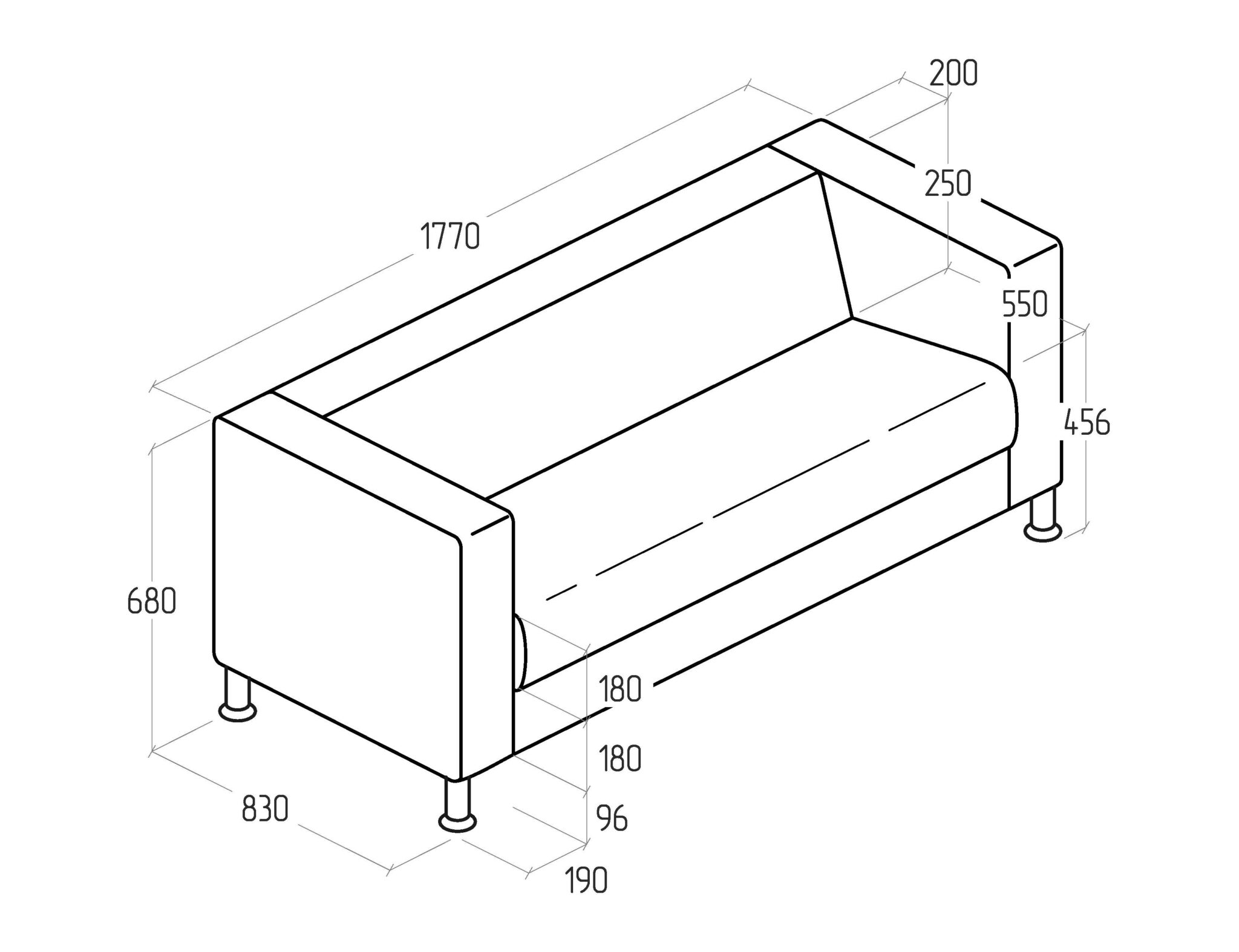 Диван трехместный Wilson EV-WL-03