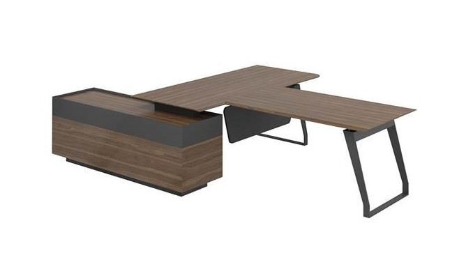 Стол на опорной тумбе правый с брифингом Quartz QZ.0101.WА.GF + QZ.0201.4.WA.GF.R+ QZ.0103.WА.GF