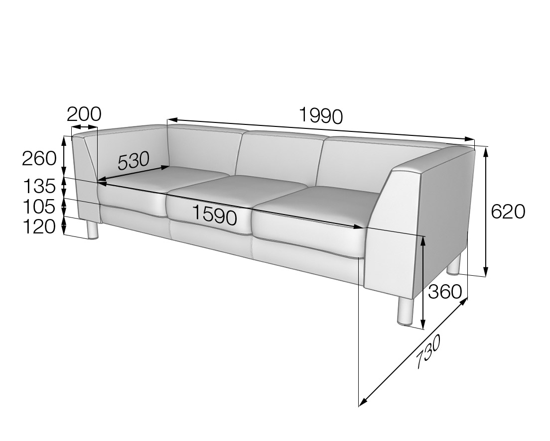 Диван трехместный Эволюшн EVO3-2