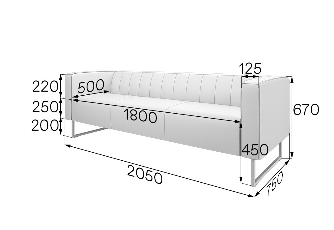 Диван трехместный Кейс КС3-60