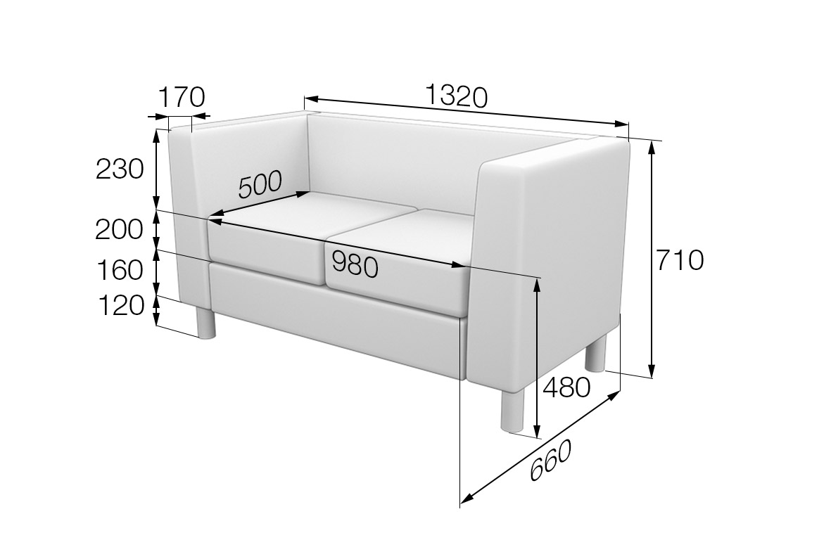 Диван 2-местный Домино Dm2-2