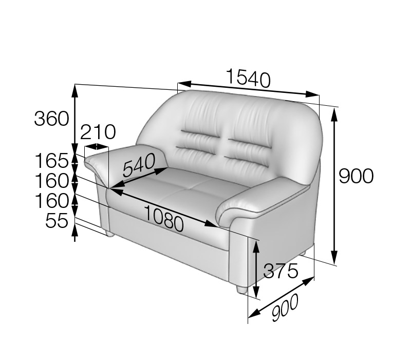 Диван двухместный Премьер P2-2