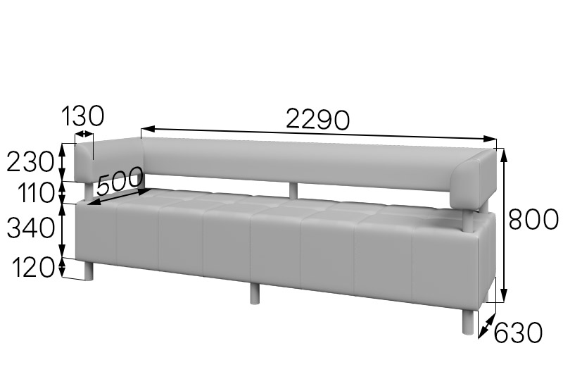 Диван 3-местный Юнит U3-2