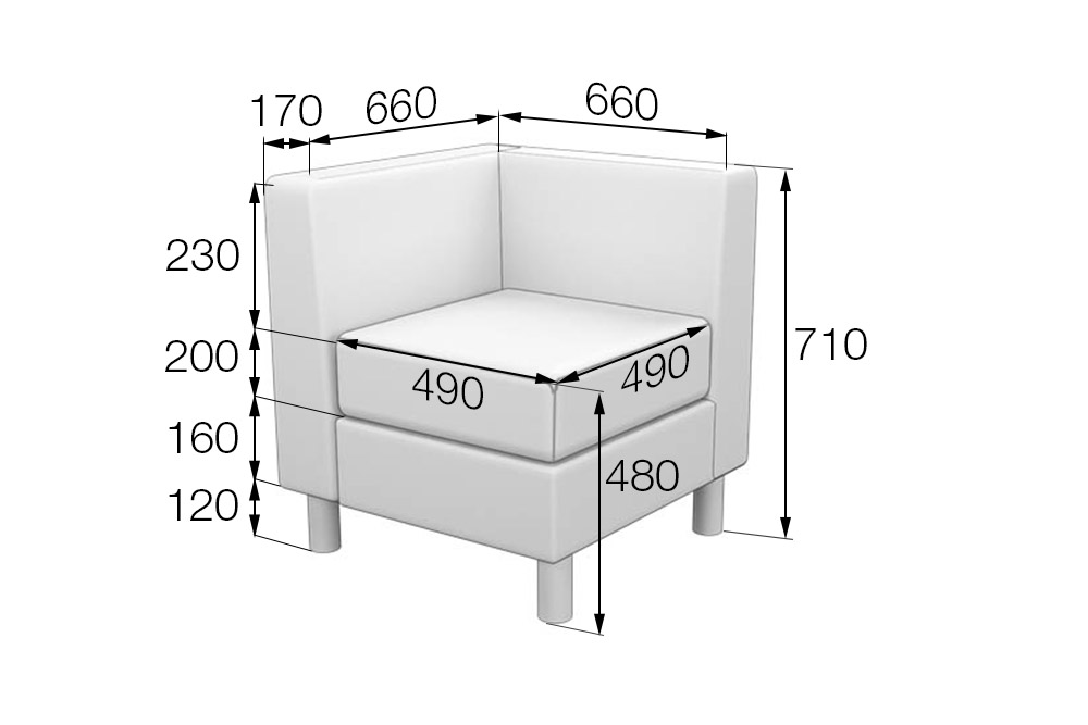 Угловой элемент 90 Домино DmC